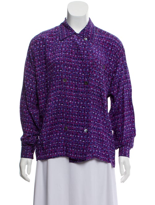 Christian Dior Silk Button-Up Top Purple