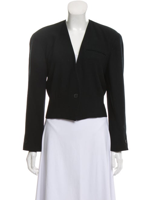 Christian Dior Virgin Wool Collarless Blazer Black