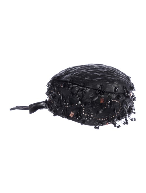 Christian Dior Satin Embellished Hat Black