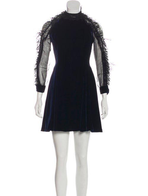 Christian Dior Lace-Trimmed Velvet Dress black
