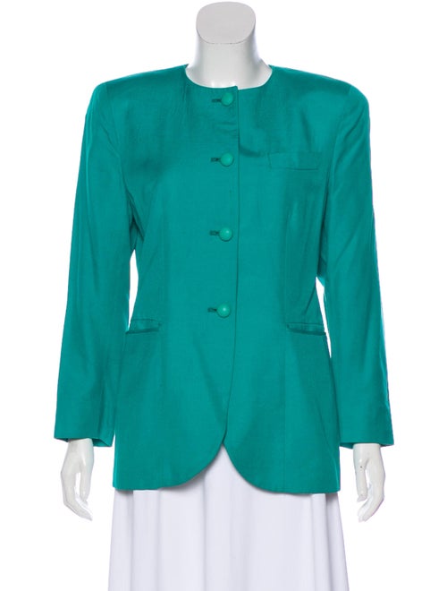 Christian Dior Structured Long Sleeve Blazer Teal