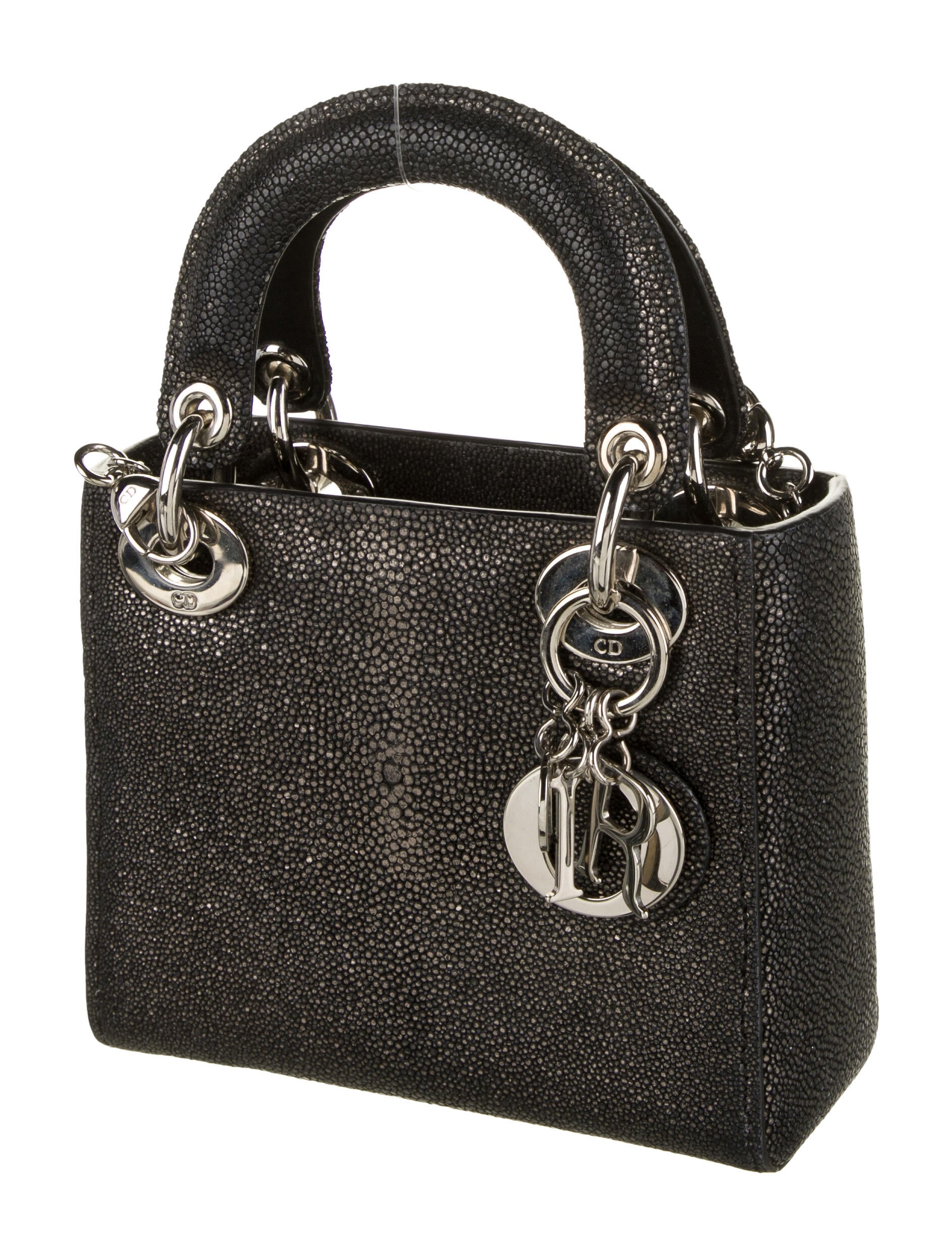 Christian Dior Stingray Mini Lady Dior Bag w/ Strap - Black
