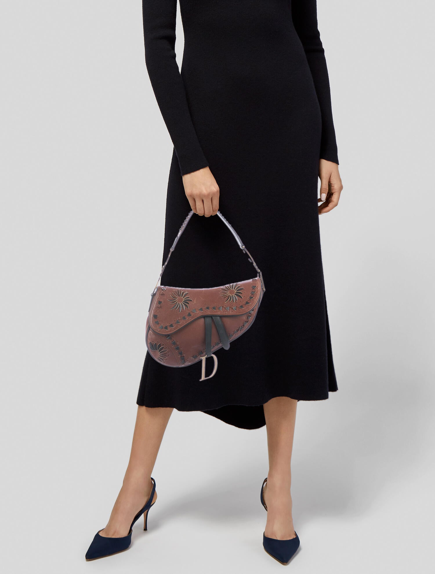 Christian Dior Laser Cut Saddle Bag - Brown Handle Bags, Handbags