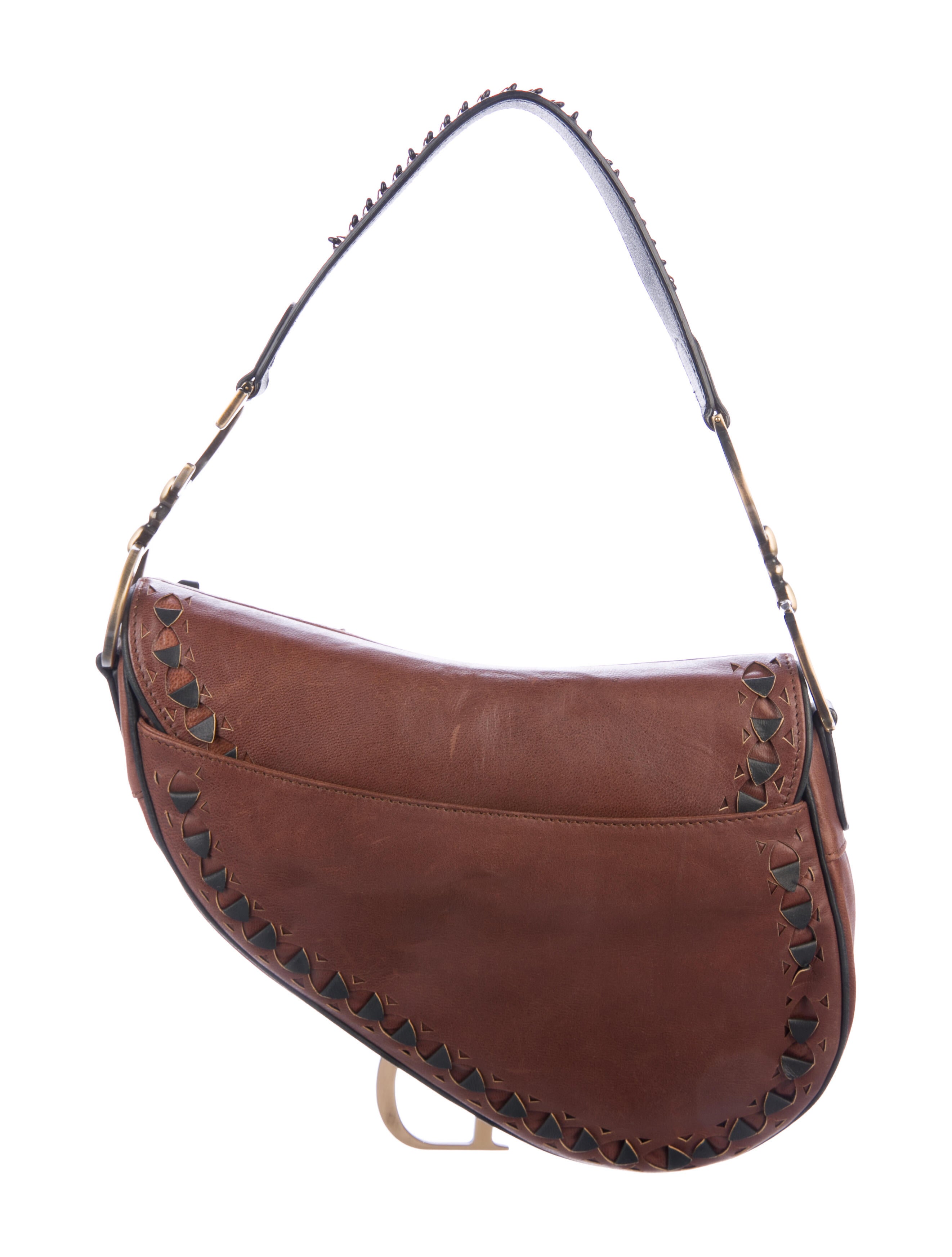 Christian Dior Laser Cut Saddle Bag - Brown Handle Bags, Handbags