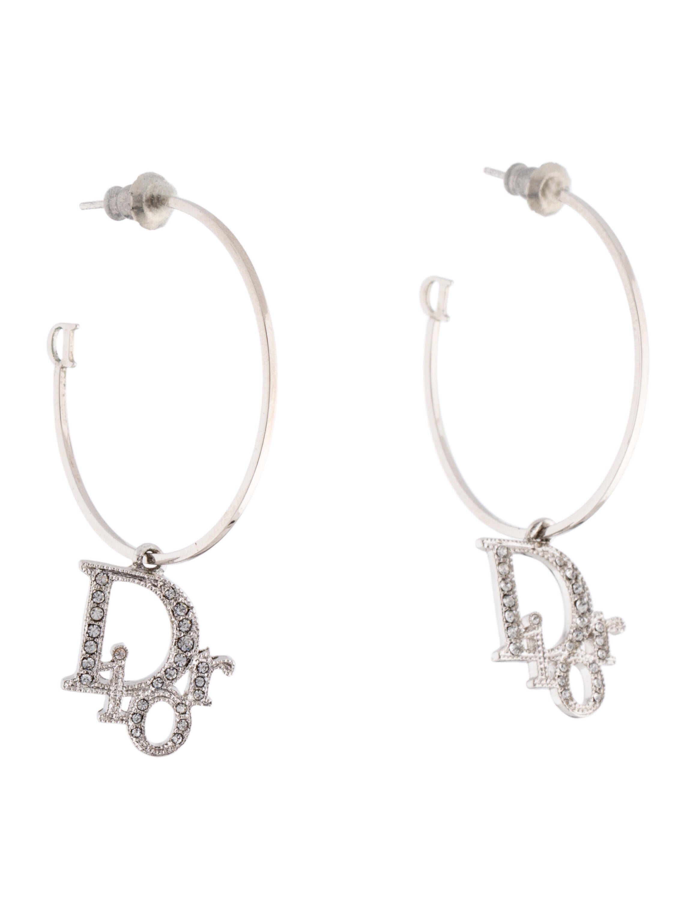 Christian Dior Crystal Logo Hoop Earrings Earrings CHR132688 The