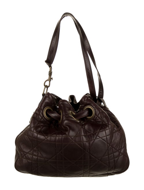 Christian Dior Cannage Drawstring Bag Brown