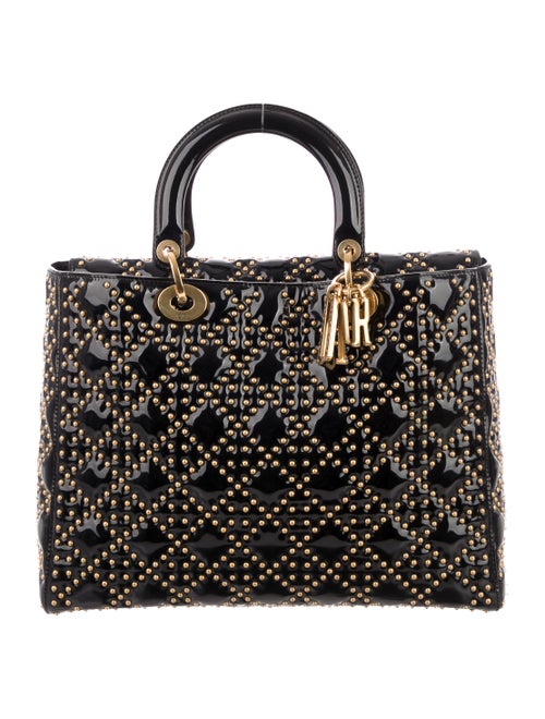 Christian Dior Large Studded Lady Dior Bag Black