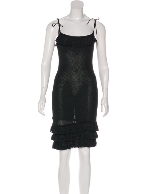 Christian Dior Ruffle-Trim Knit Dress Black