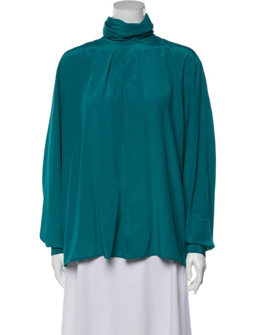 Christian Dior Turtleneck Long Sleeve Blouse Green