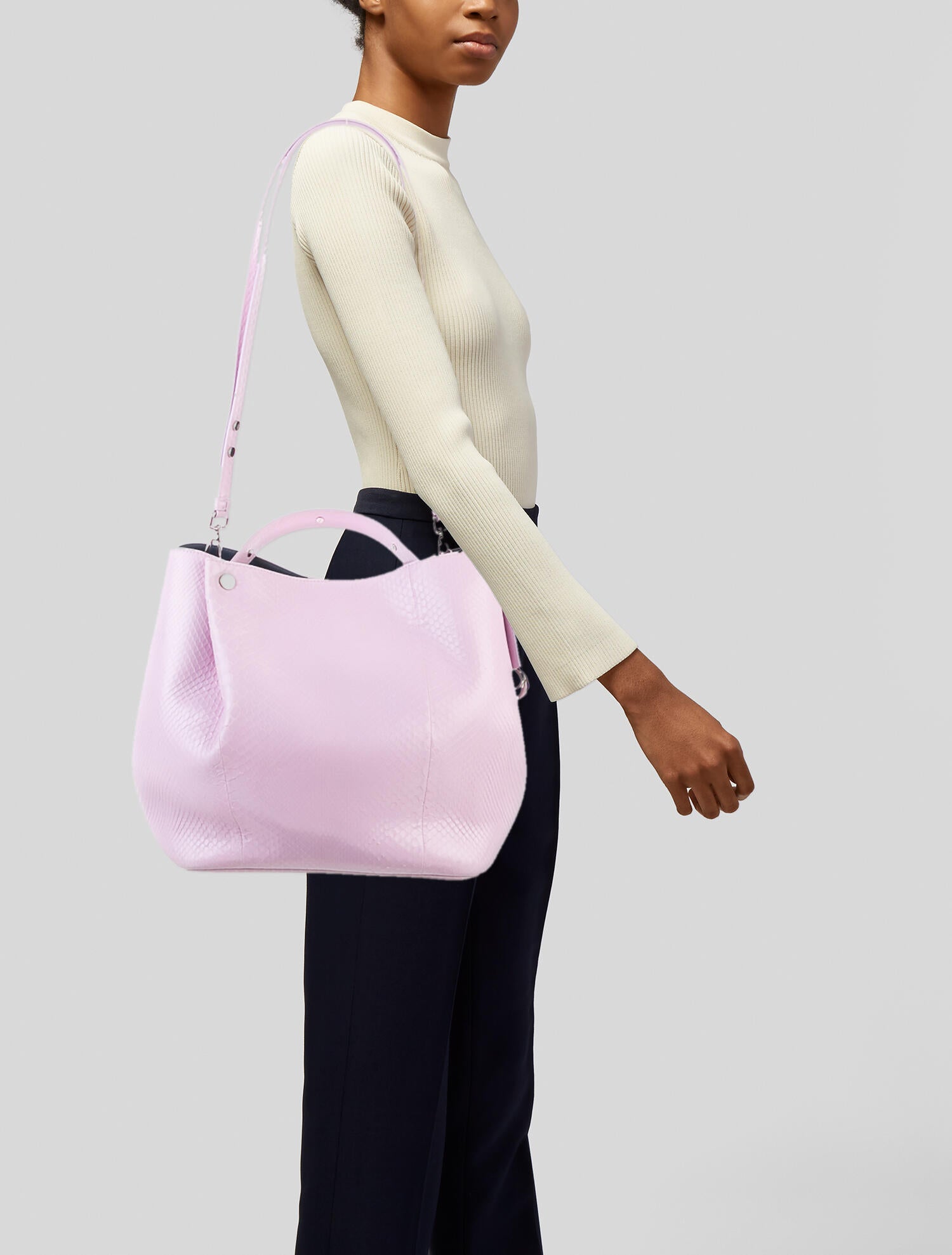 Christian Dior Snakeskin Diorific Bucket Bag w/Pouch - Purple