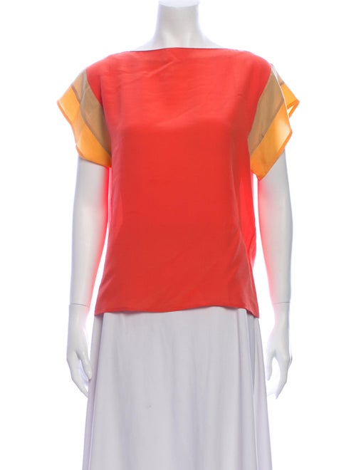 Christian Dior Silk Striped Blouse Orange
