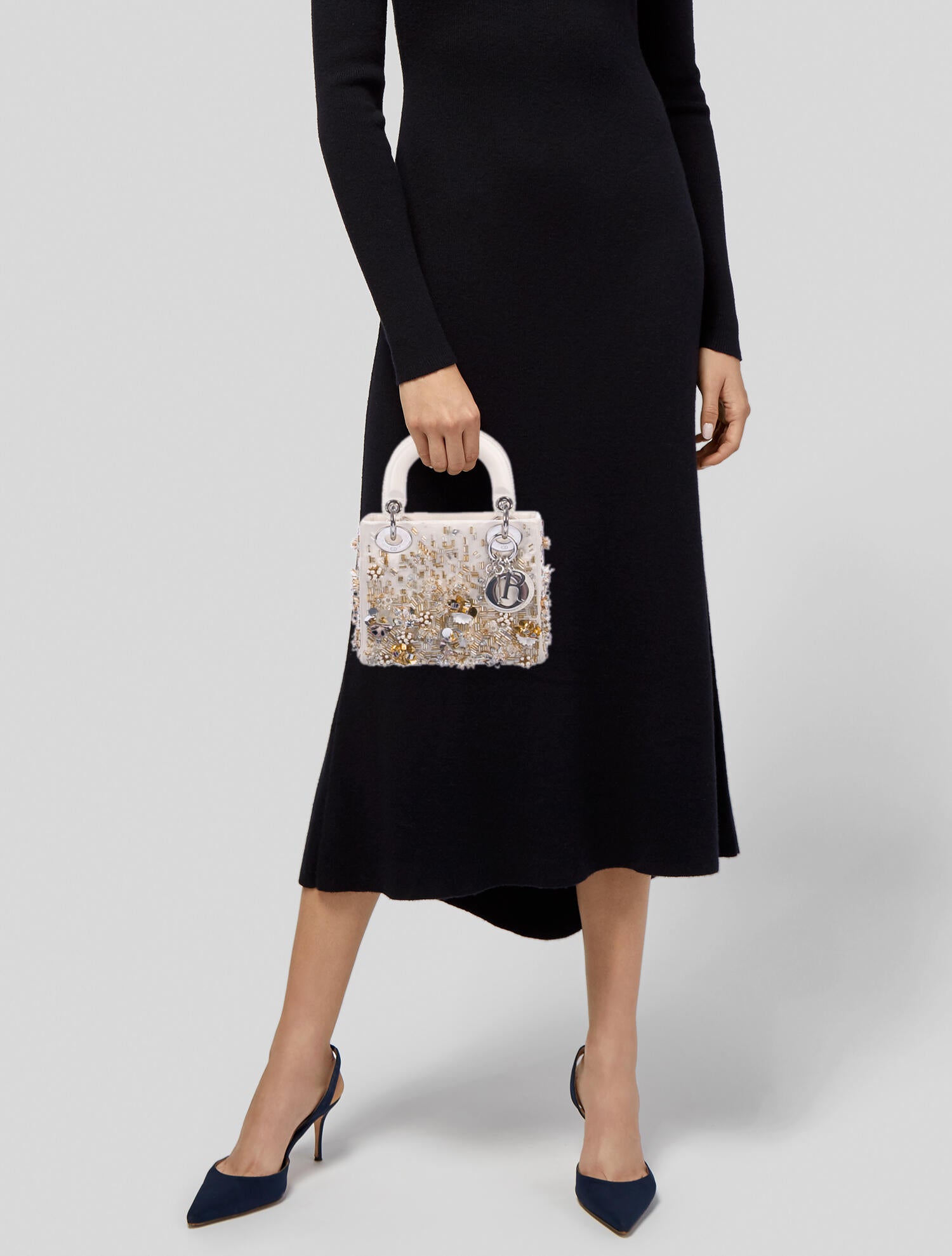 Christian Dior Mini Sequins Lady Dior - White Handle Bags