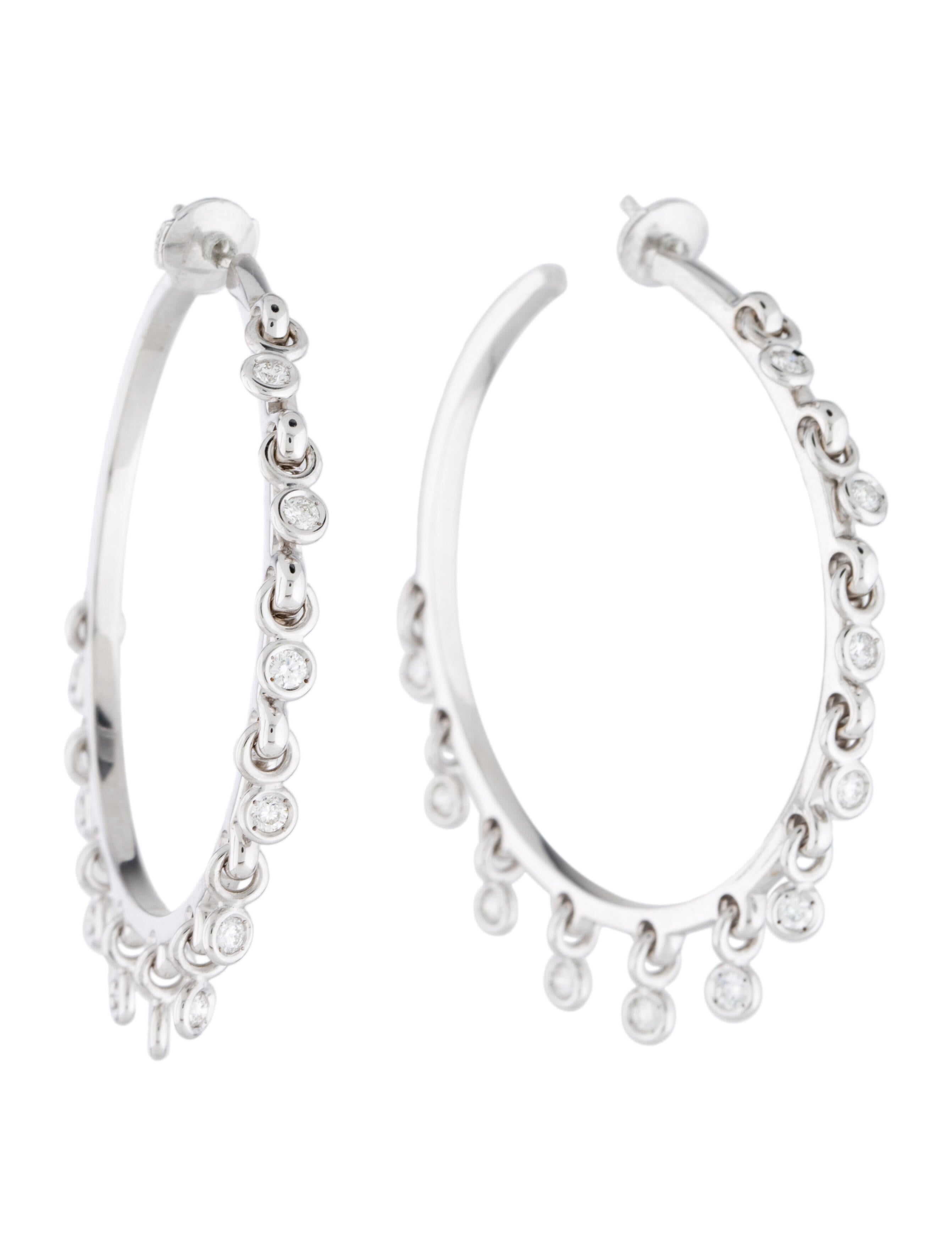 Christian Dior 18K 1.10ctw Diamond Coquin Hoop Earrings Earrings