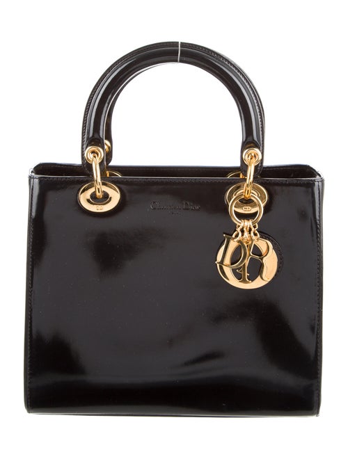 Christian Dior Patent Medium Lady Dior Bag w/ Stra