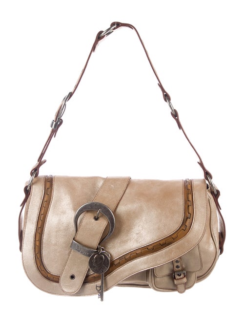 Christian Dior Metallic Gaucho Double Saddle Bag M