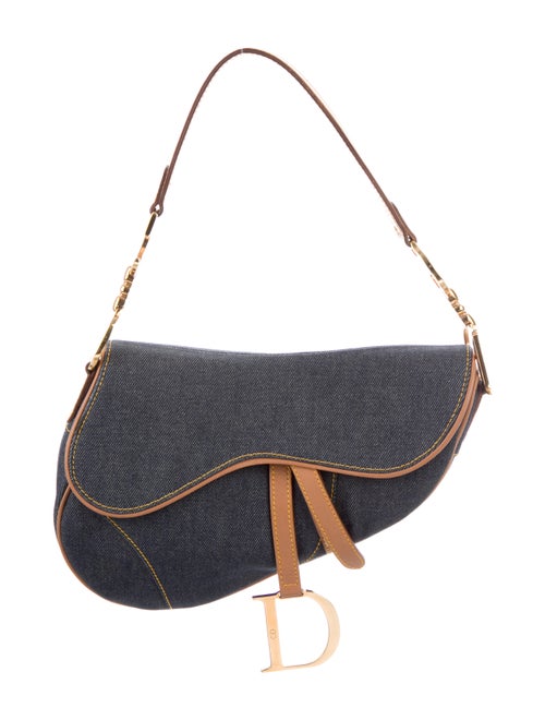 Christian Dior Denim Saddle Bag Blue