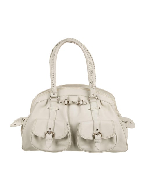 Christian Dior Leather Frame Bag Silver