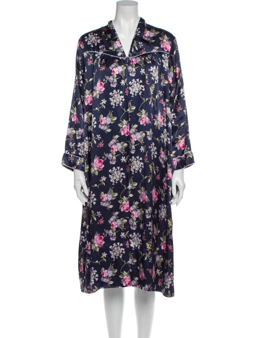 Christian Dior Floral Print Nightgown Blue