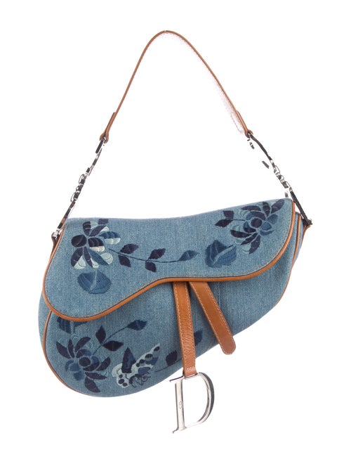 Christian Dior Denim Saddle Bag Blue