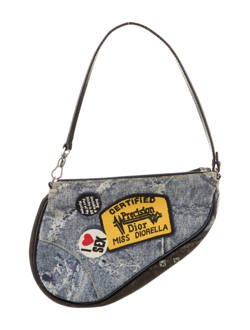 Christian Dior Denim Mini Saddle Bag Blue