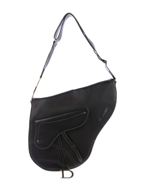 Christian Dior Large Baudrier Saddle Bag Black