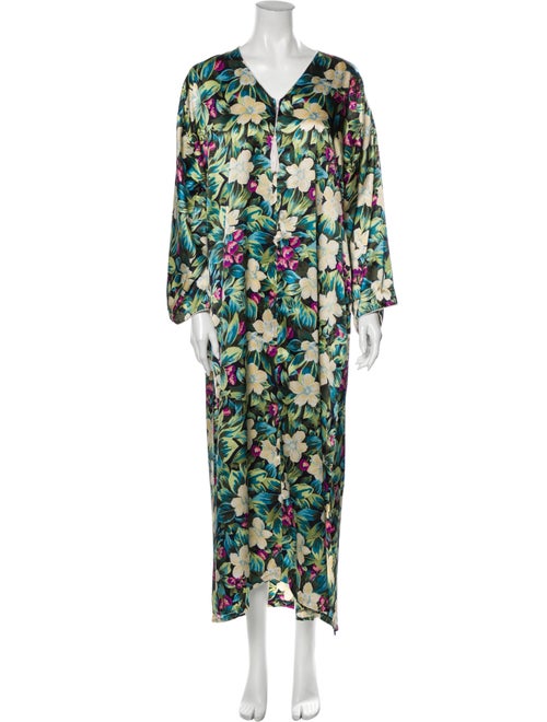 Christian Dior Vintage Floral Print Nightgown Gree