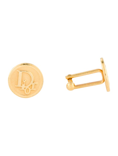 Christian Dior Logo Cufflinks Gold