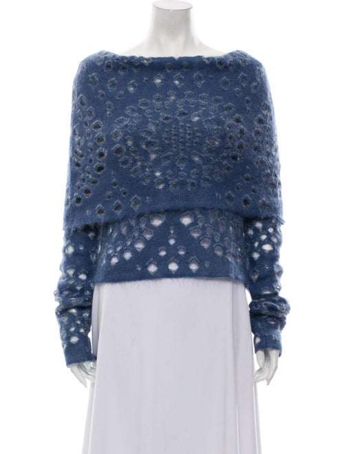 Christian Dior Mohair Bateau Neckline Sweater Blue