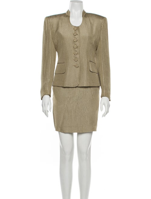 Christian Dior Houndstooth Print Skirt Suit