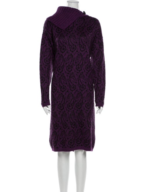 Christian Dior Printed Midi Length Dress Purple