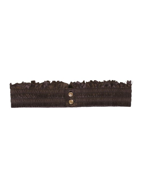 Christian Dior Pleated Silk Belt Brown