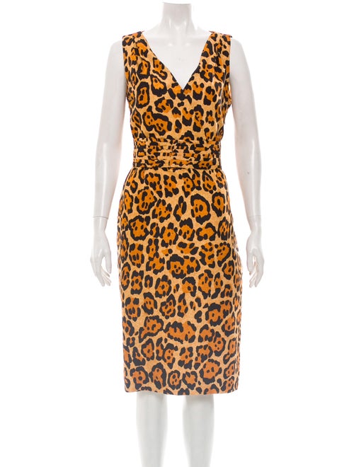 Christian Dior Silk Leopard Print Dress black