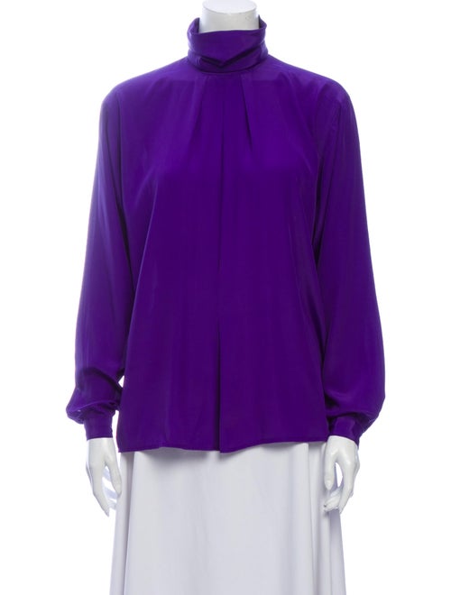 Christian Dior Vintage Mock Neck Blouse Purple