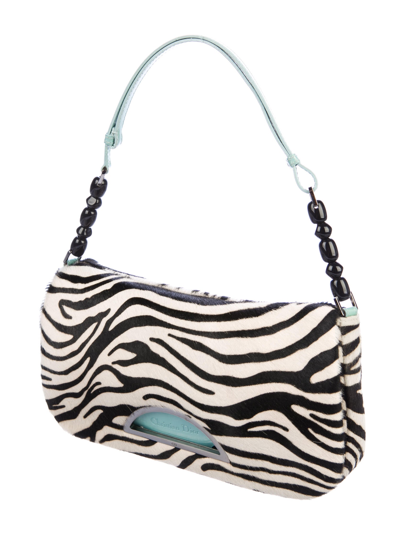 Christian Dior Zebra Print Ponyhair Malice Bag - Black Shoulder