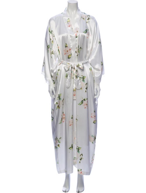Christian Dior Floral Print Robe White