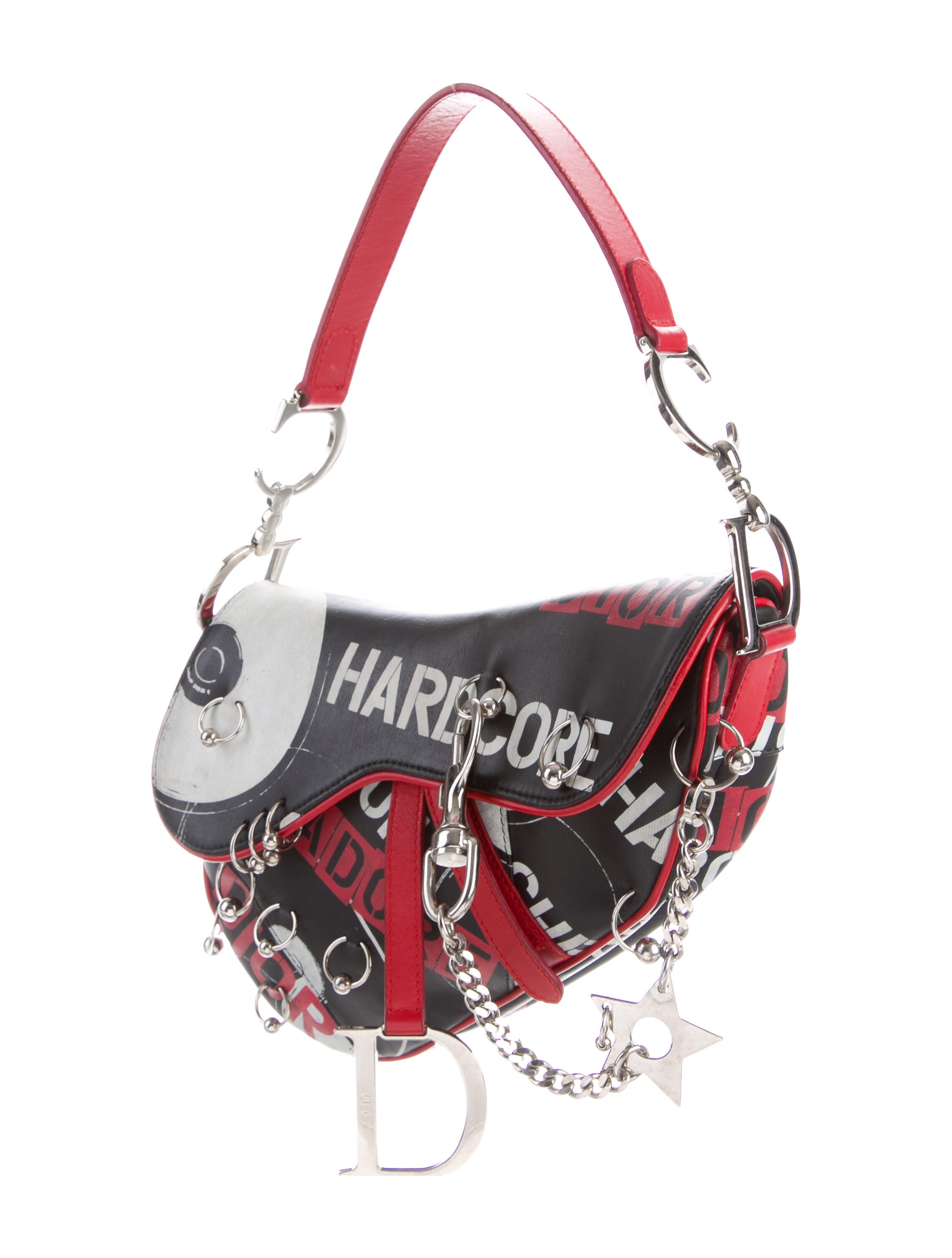 Christian Dior Hardcore Pierced Saddle Bag - Black Shoulder Bags