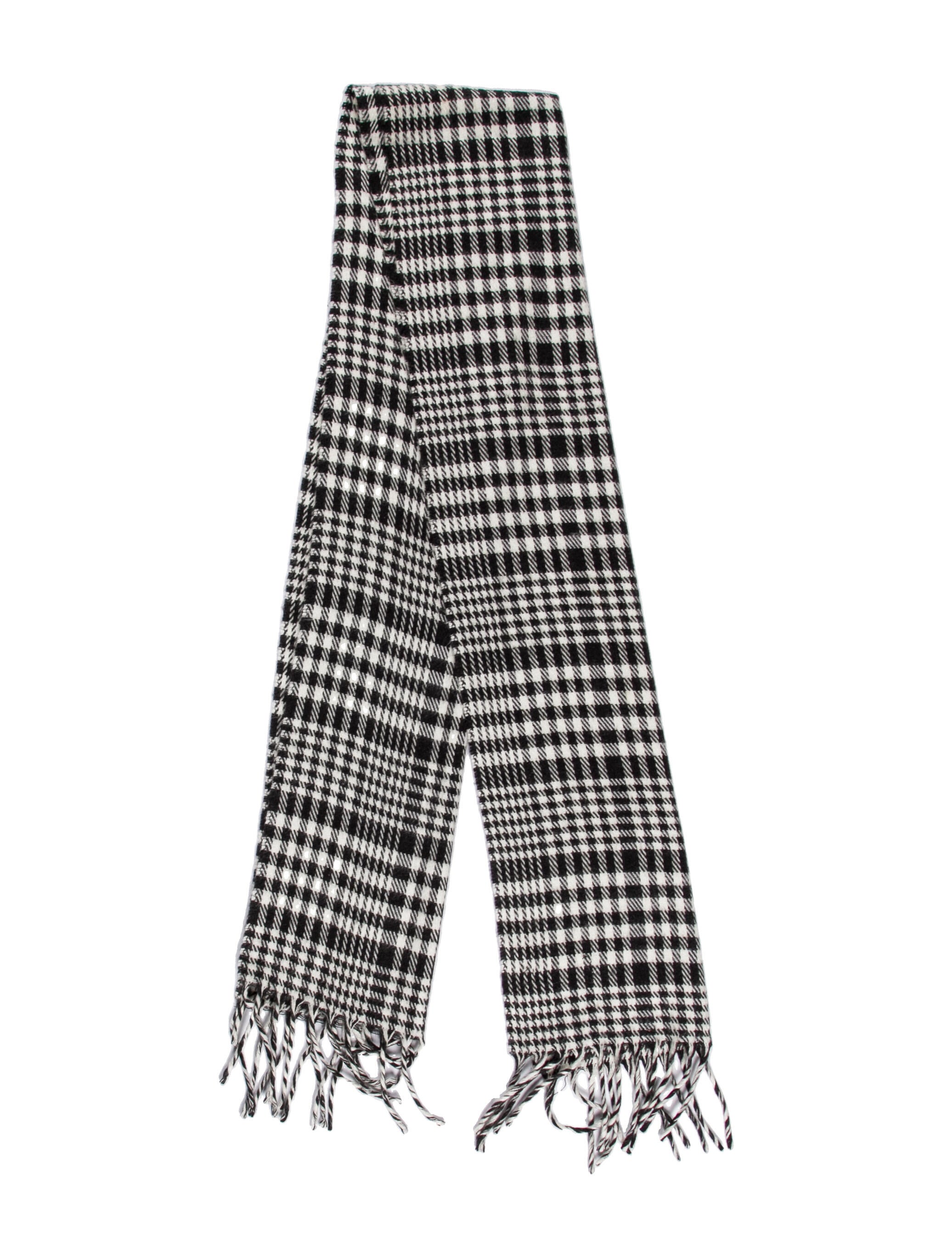 Christian Dior Plaid Print Scarf Black Scarves and Shawls