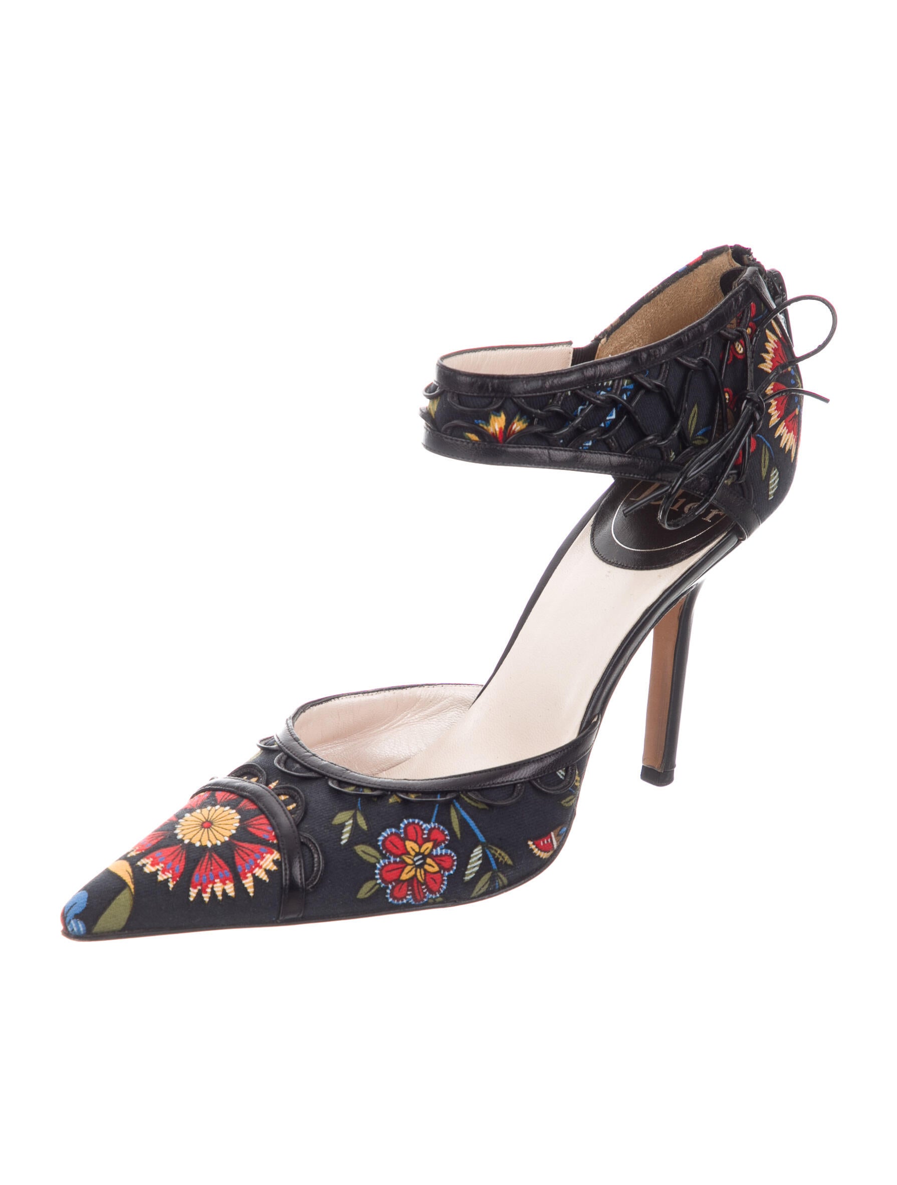 Christian Dior Floral Print D'Orsay Pumps Black Pumps, Shoes
