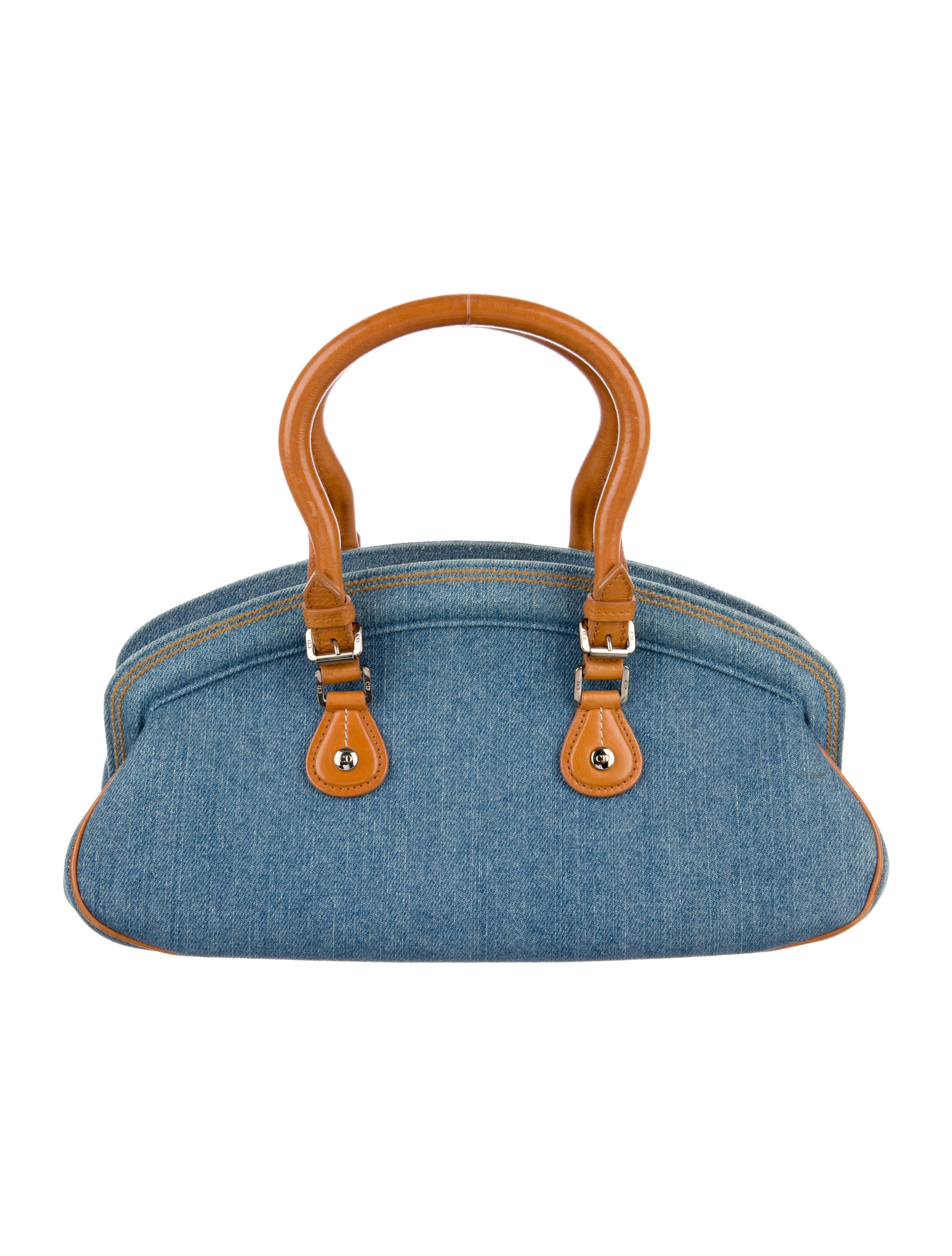 Christian Dior Vintage Denim Floral Embroidered Detective Bag