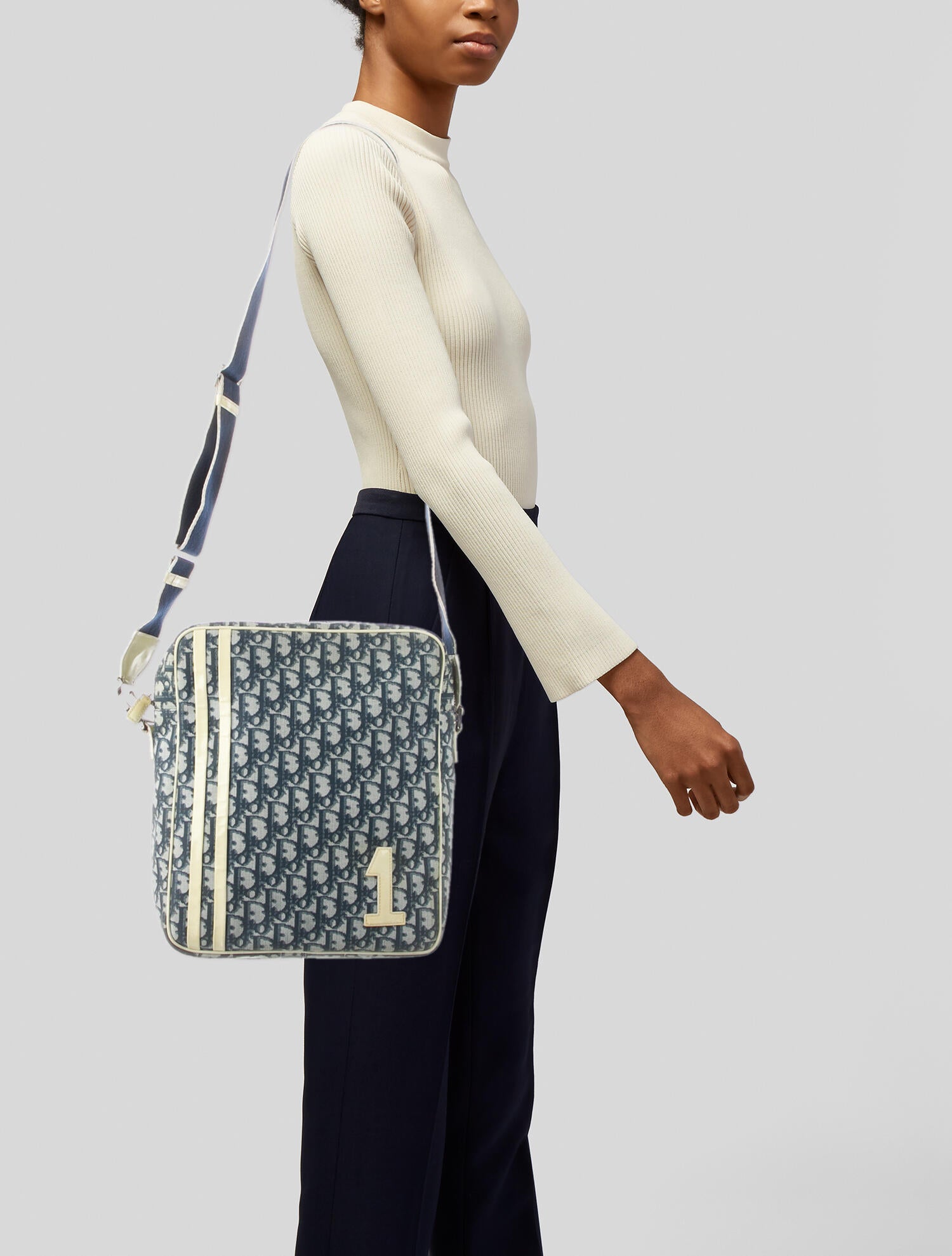 Christian Dior Vintage Diorissimo Trotter Messenger Bag Blue Shoulder