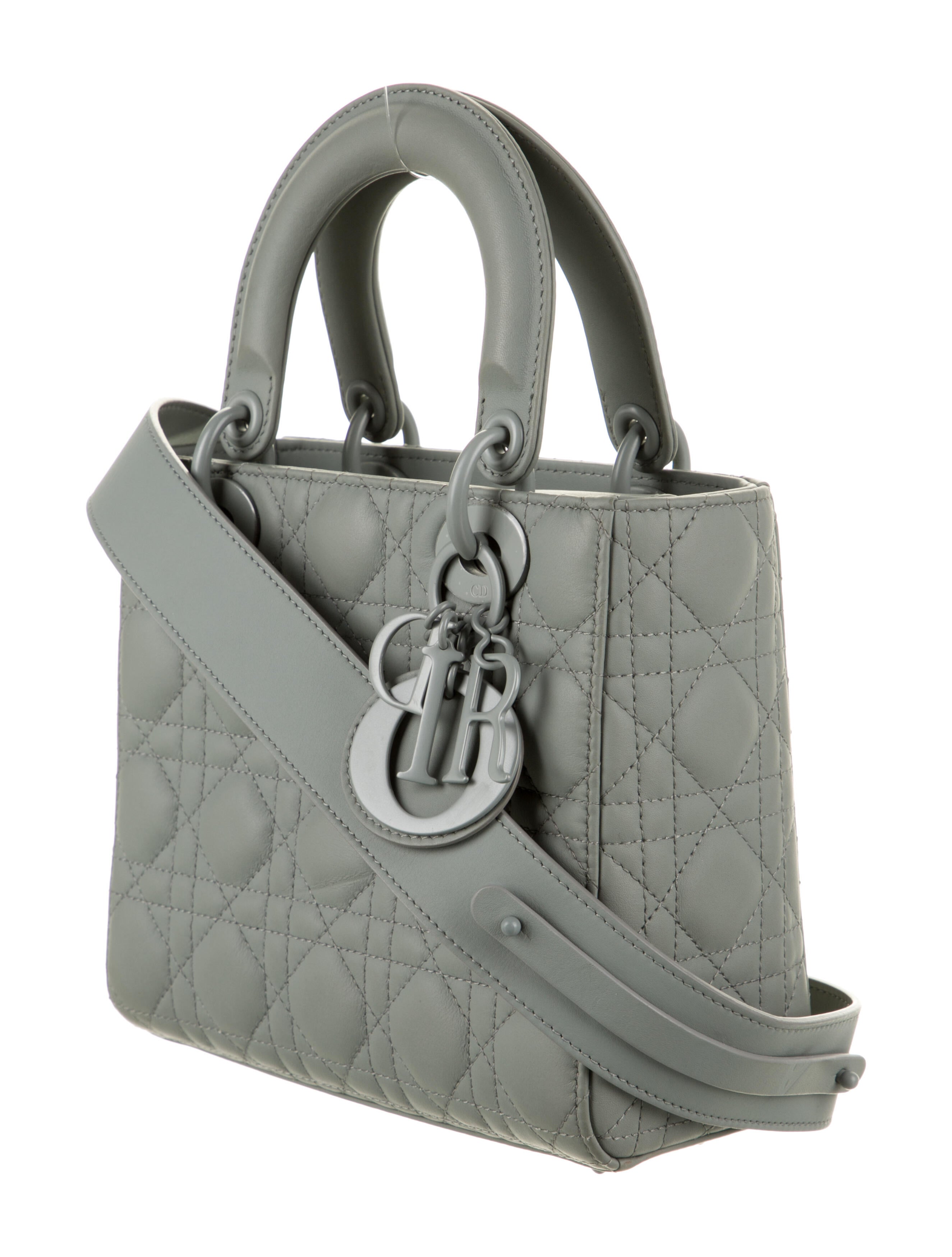 Christian Dior 2021 Ultra Matte Small Lady Dior Bag - Grey Handle