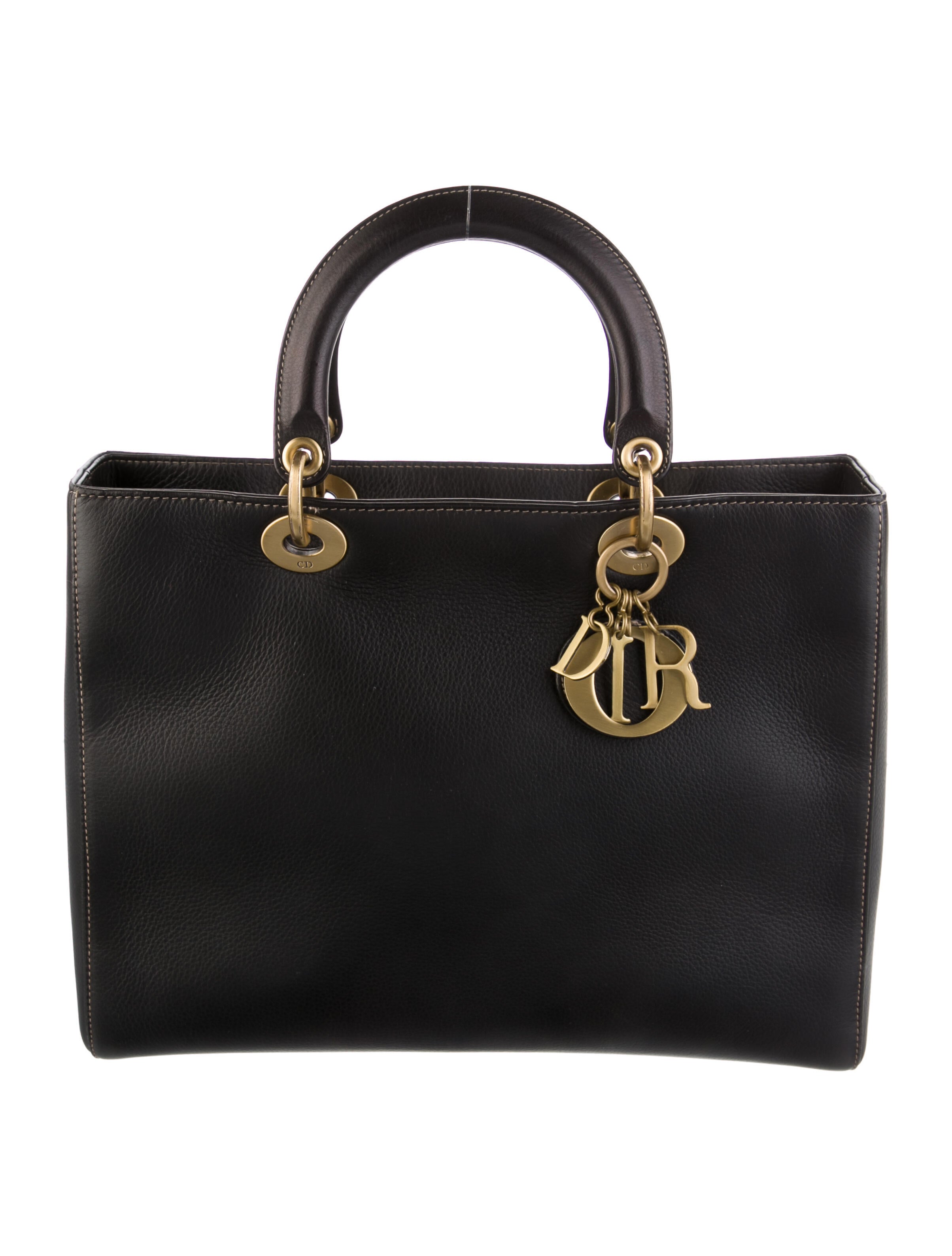 Christian Dior Vintage East West Lady Dior Bag Black Handle Bags