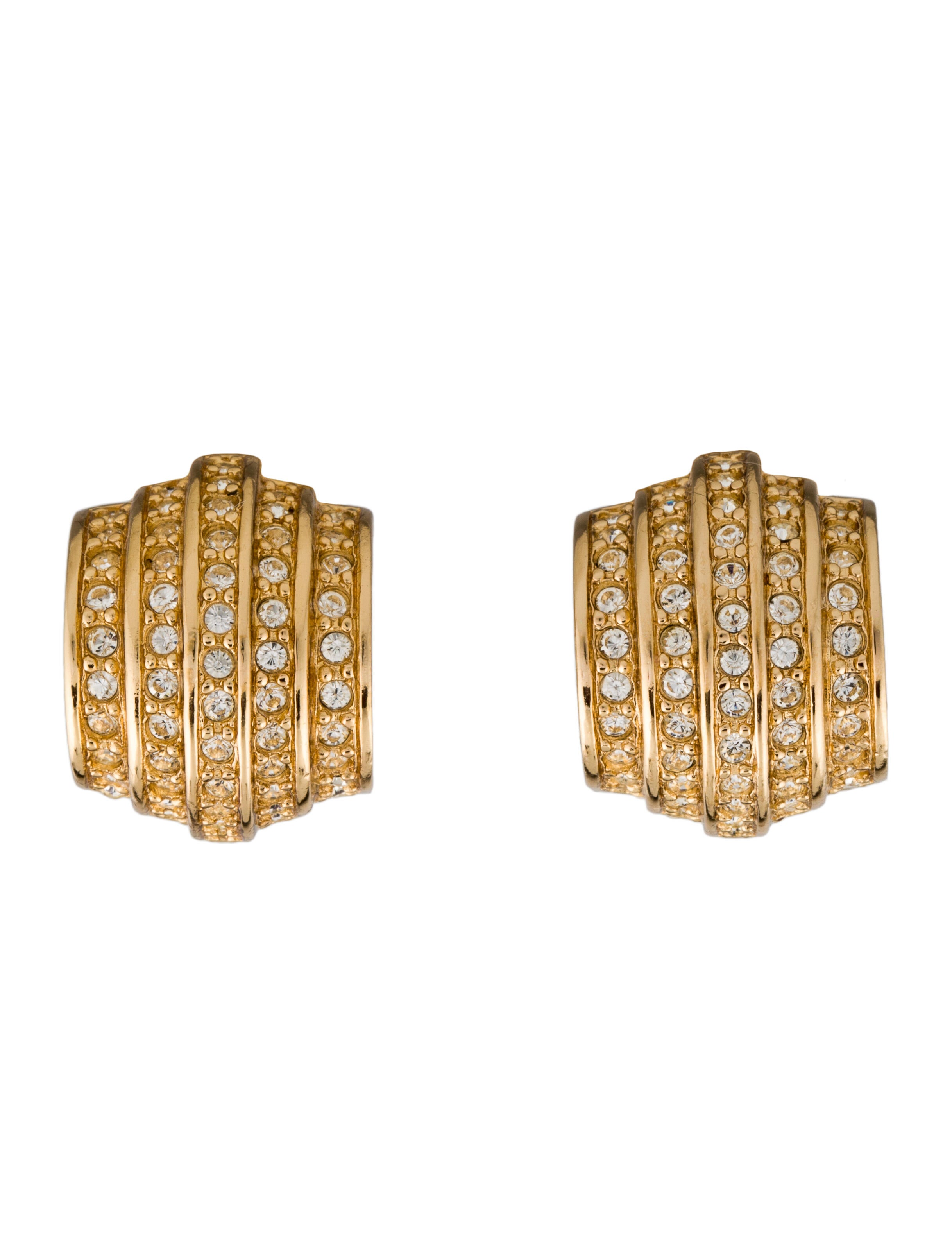 Christian Dior Vintage Crystal Clip-On Earrings