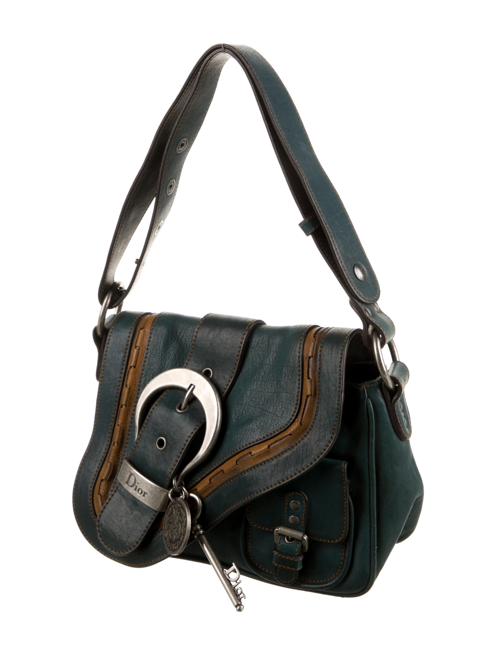Christian Dior Mini Gaucho Saddle Bag - Green Handle Bags