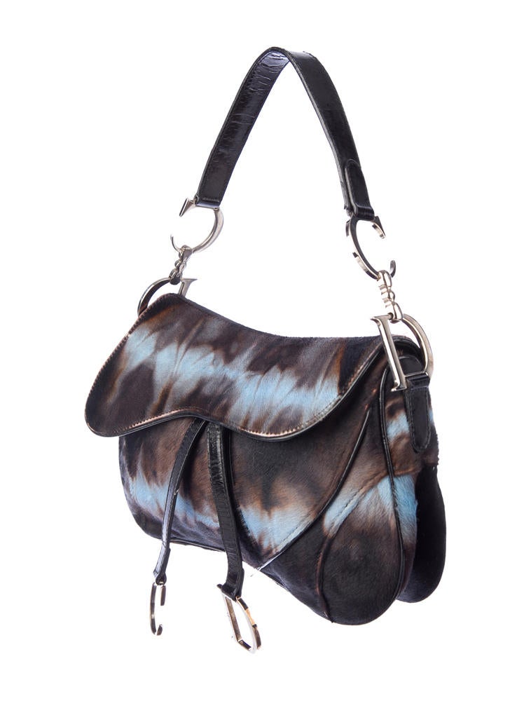 Christian Dior Ponyhair Saddle Bag - Blue Shoulder Bags, Handbags