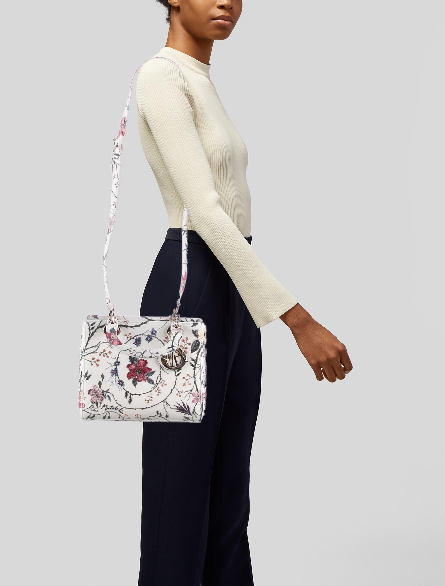 Christian Dior Medium Floral-Beaded Lady Dior Bag