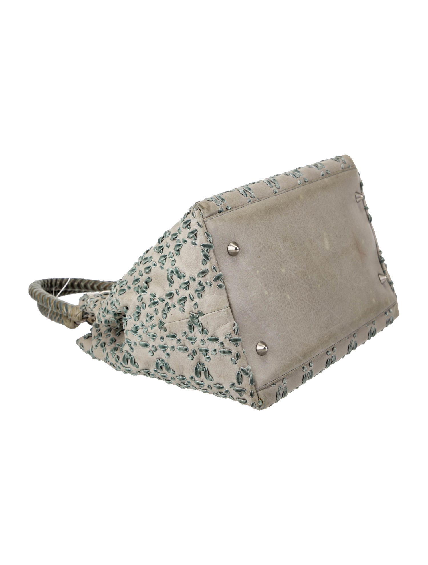 Christian Dior Lace-Stitched Cannage Top Handle Bag - Blue Handle
