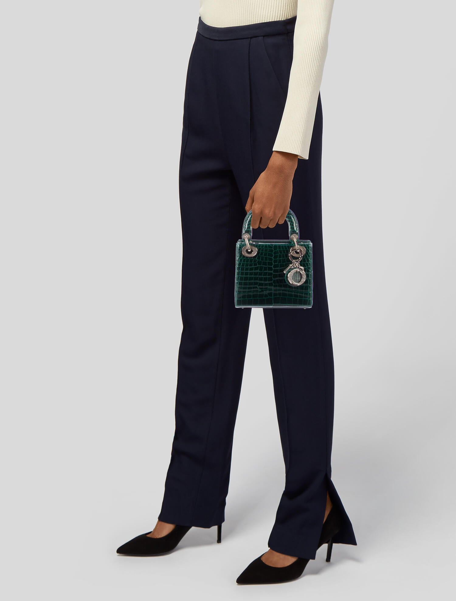 Christian Dior 2021 Mini Crocodile Lady Dior Bag - Green Handle
