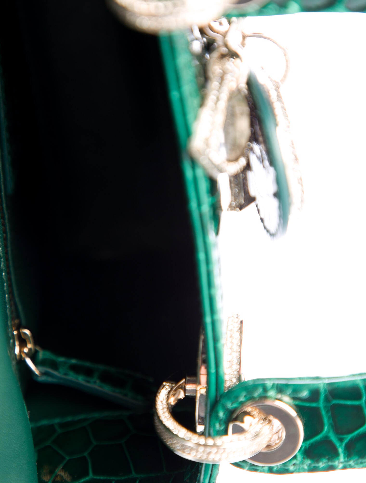 Christian Dior 2021 Mini Crocodile Lady Dior Bag - Green Handle