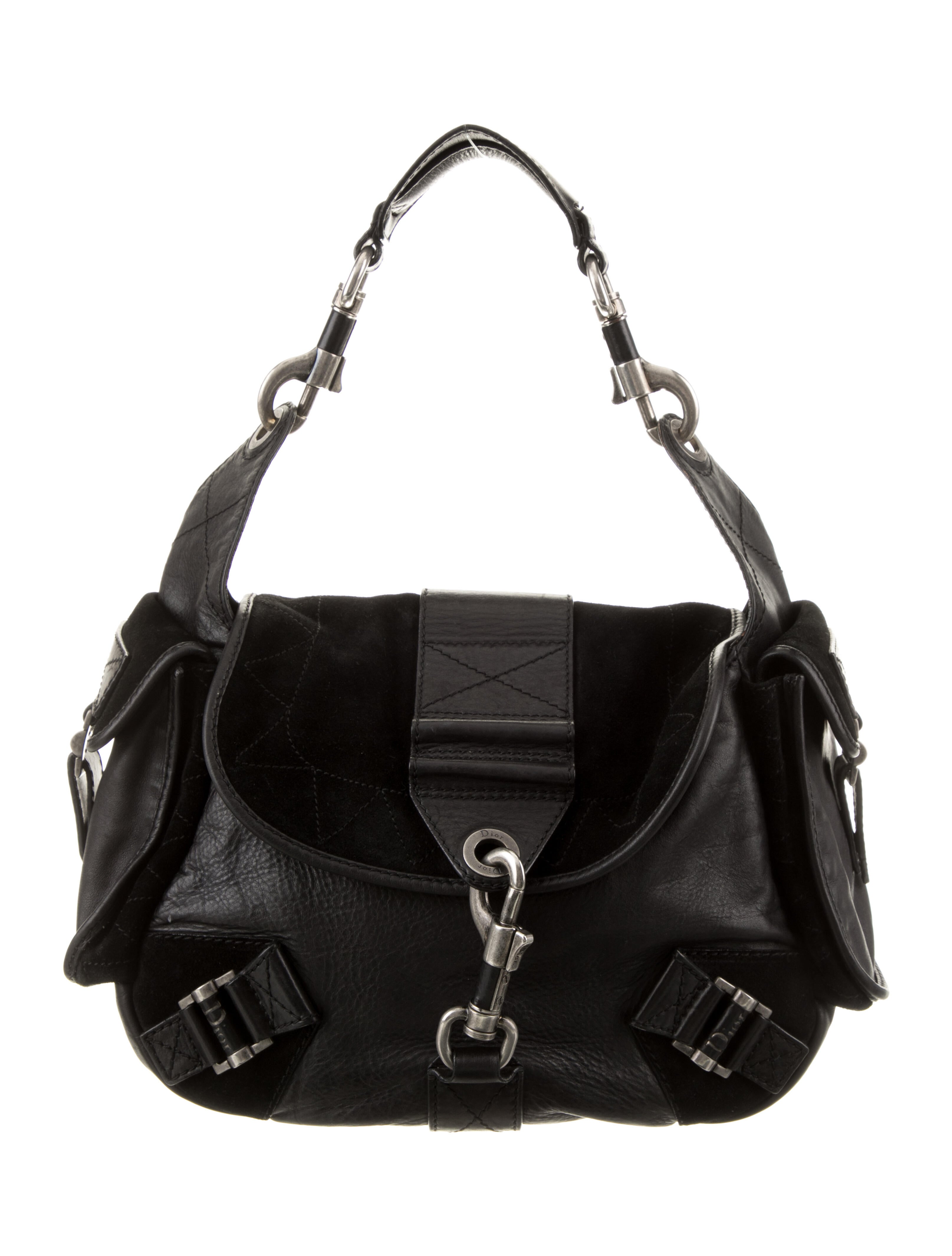 Christian Dior Suede & Leather Rebelle Hobo - Black Hobos